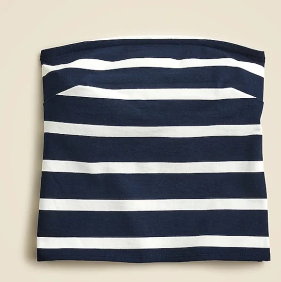 NWOT J. Crew Mariner Jersey Navy and White Striped Tube Top Size S - Picture 4 of 5